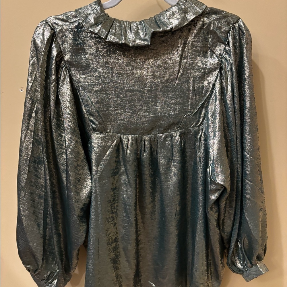 Shimmering Silver Blouse for Women - Picture 3 of 6